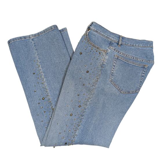 Y2K Very Vera Embellished Jeans Light Wash Size 8P - Picture 2 of 15